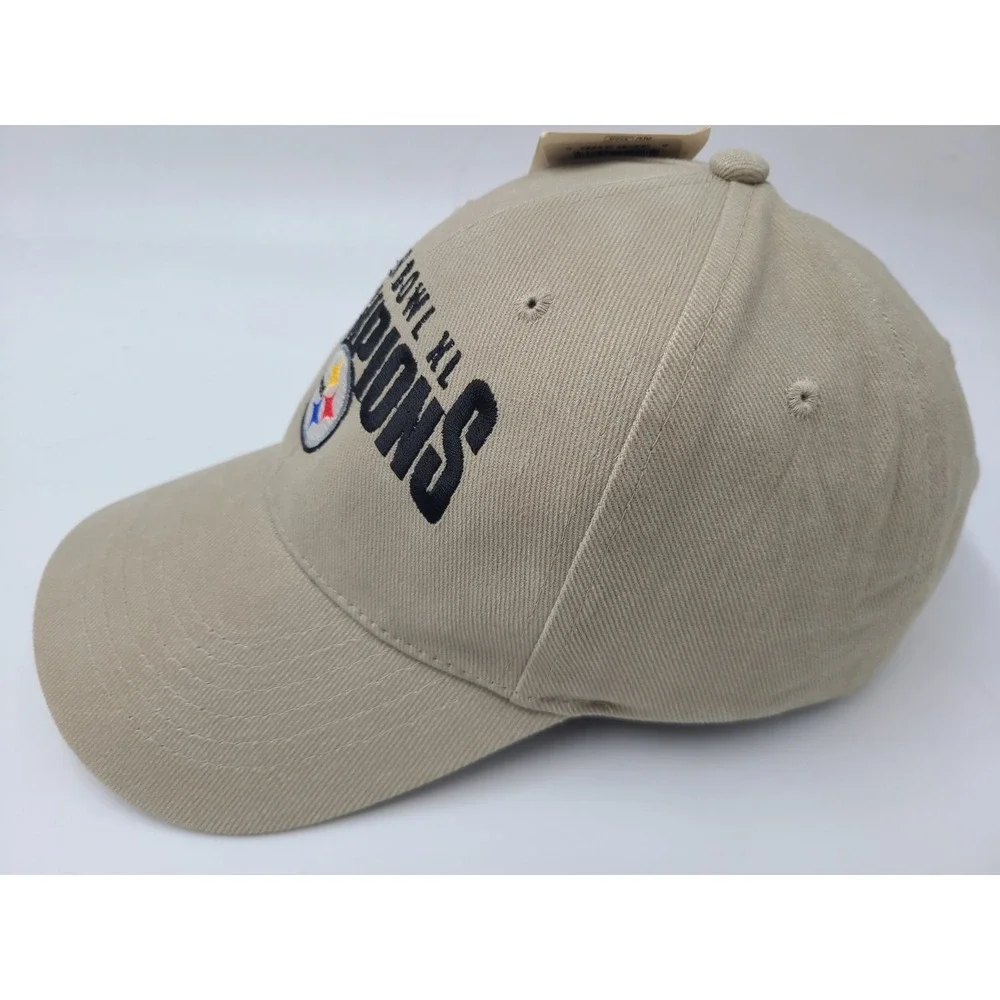 Vintage Pittsburgh Steelers Super Bowl XL Champions Strapback Hat Cap NFL‎ Beige